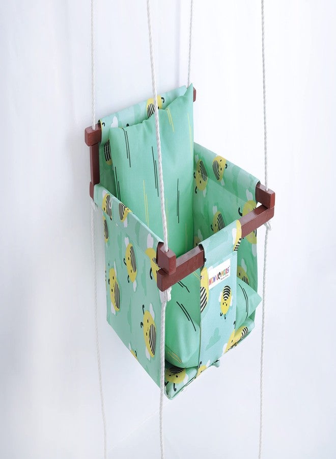 NEW COMERS® Cotton Swing for Kids, Jhula for Baby, Baby Swing Hanging Indoor Outdoor, Baby Garden Swing with Safety Belt & 2 Pillows (6 Months to 4 Years) (Up to 20 kg)-Sea Green (TC 150/300) 912 - Image 1